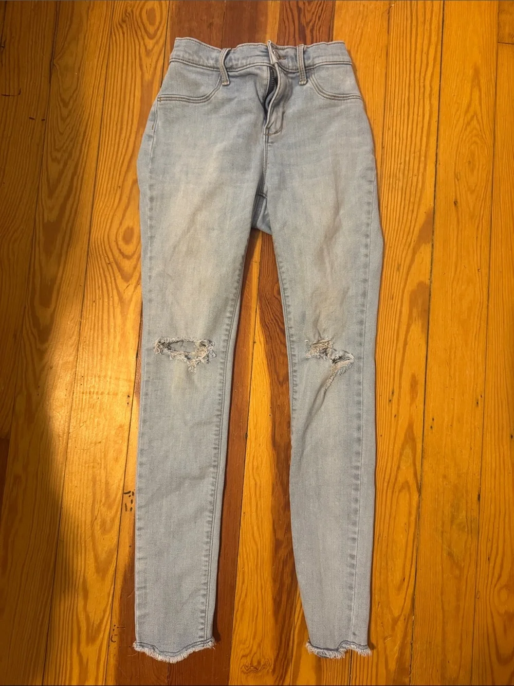 Light Wash Ripped Skinny Kid’s Jeans - Light Blue